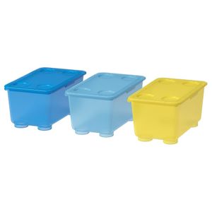 جعبه ایکیا بسته 3 تایی رنگ آبی زرد مدل IKEA GLIS